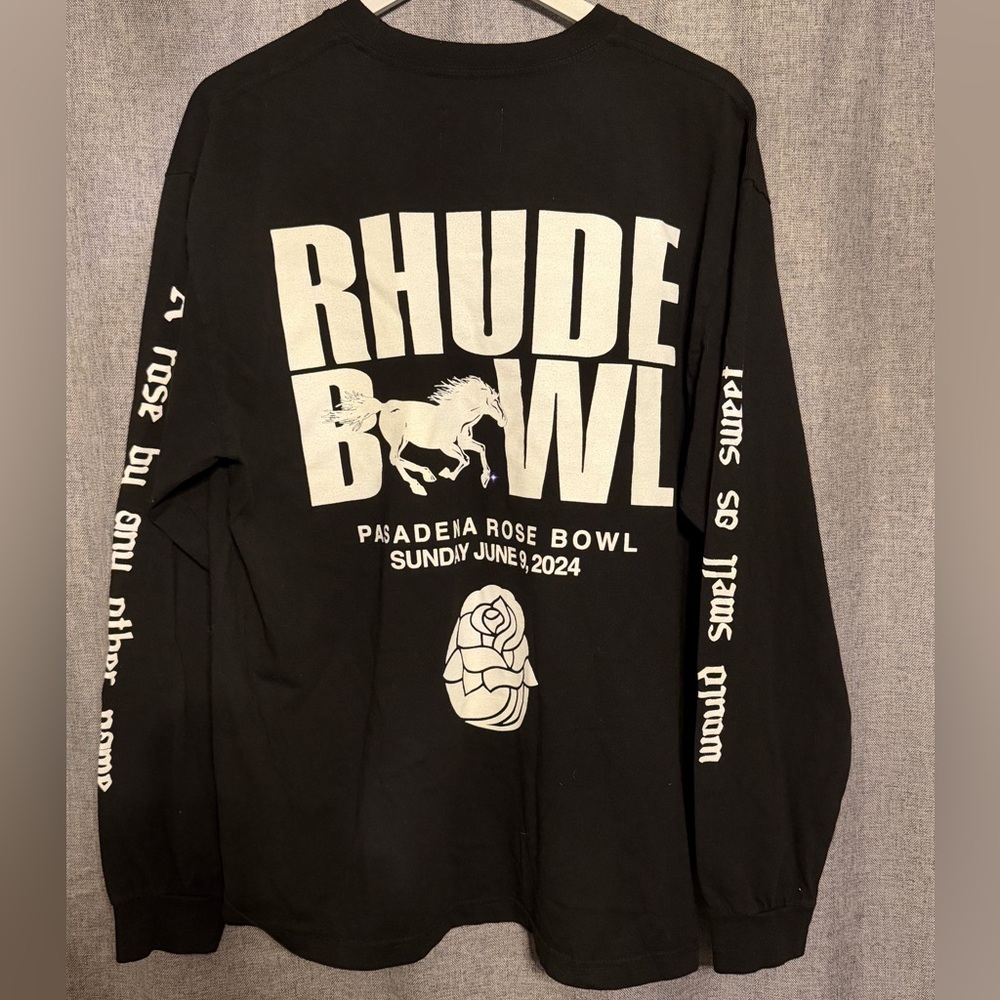 Rhude Black Tee with White Horse Graphic